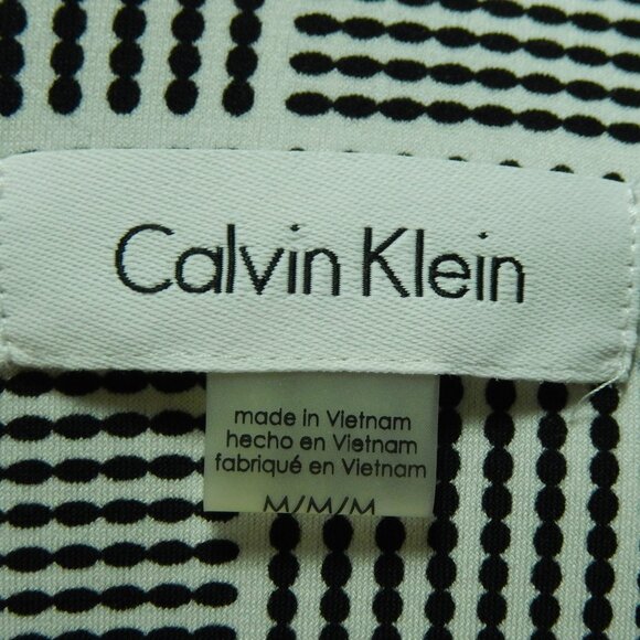 Calvin Klein Black & White Pleated Neck Career Shell Sleeveless Medium EUC - Picture 9 of 11